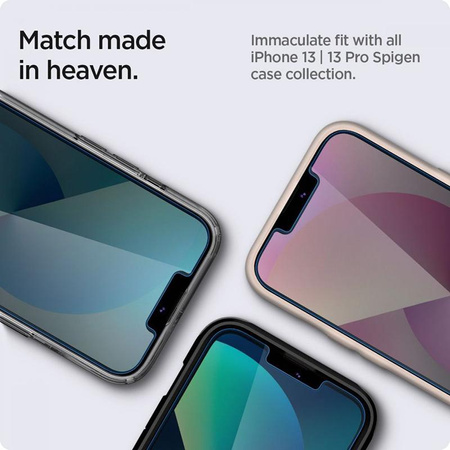 Spigen GLAS.TR EZ FIT Privacy 2-Pack - Verre trempé avec filtre de confidentialité pour iPhone 16e / iPhone 14 / iPhone 13 Pro / iPhone 13 2 pcs