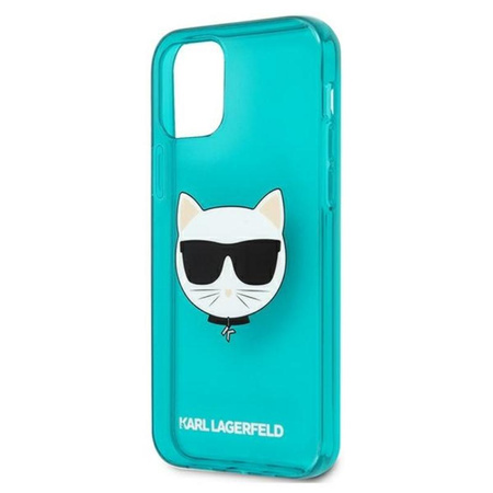 Karl Lagerfeld Choupette Head - iPhone 12 / iPhone 12 Pro Tasche (fluo blau)