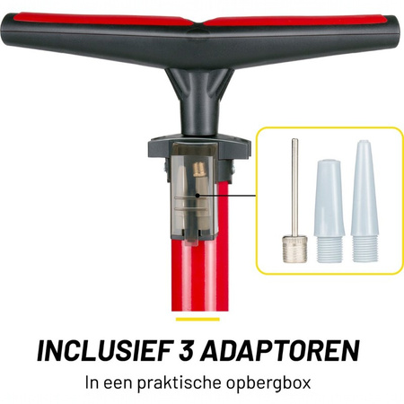 Dunlop - Floor pump for bikes, balls, mattresses with pressure gauge (Red)