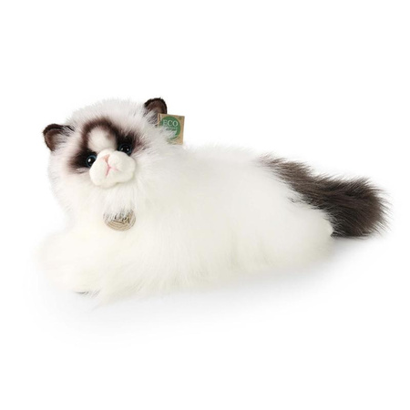 Rappa - Plyšový realistický maskot kočka Ragdoll ležící 35 cm Ekologicky šetrný