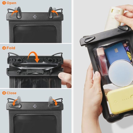 Spigen A603 Universal Waterproof Case – Wasserdichte Hülle für Smartphones bis 6.9" (Black)