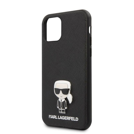 Karl Lagerfeld Saffiano mit Pin Ikonik - iPhone 11 Pro Max Tasche (schwarz)