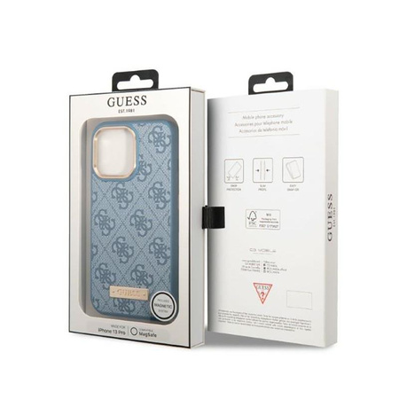 Guess 4G Logo Plate MagSafe - Etui iPhone 13 Pro (niebieski)