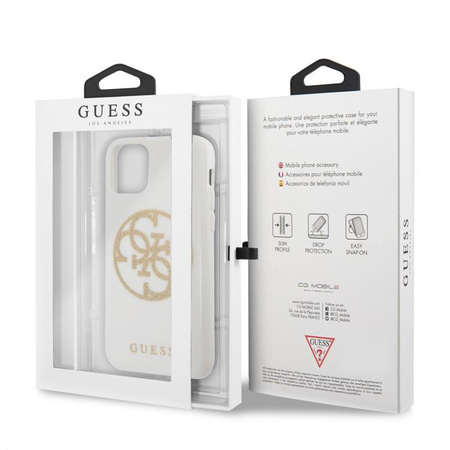 Guess Circle Glitter 4G - Coque iPhone 11 Pro (blanc)