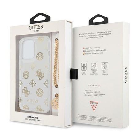 Guess Peony Chain Handle - Etui iPhone 13 Pro (złoty)