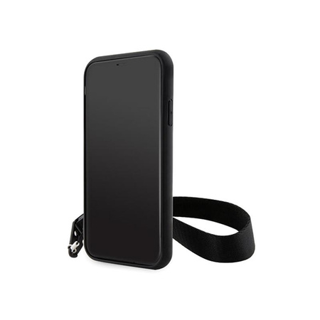 Karl Lagerfeld Monogram Losange Saffiano - tok zsinórral iPhone 11 (fekete)