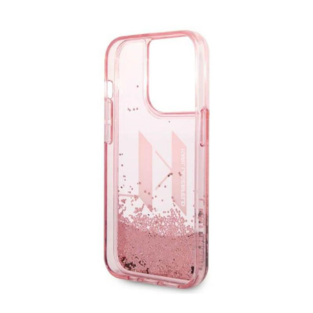 Karl Lagerfeld Liquid Glitter Big Logo Case - pouzdro pro iPhone 14 Pro (růžové)