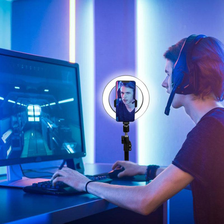 Grundig - LED-Ringlicht mit Stativ für Fotos, Selfie, Make-up