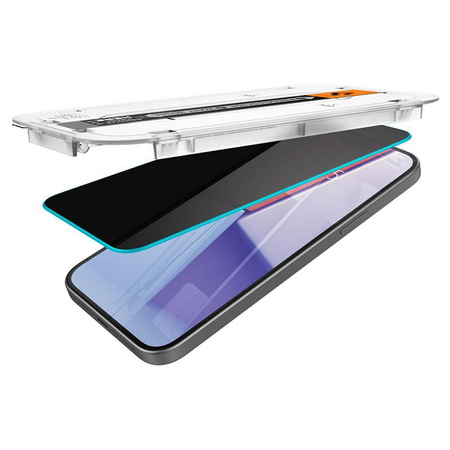 Spigen GLAS.TR EZ FIT Privacy - Verre trempé avec filtre de confidentialité pour iPhone 15 Pro