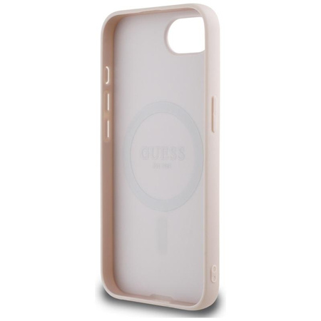 Guess Grained Ring MagSafe - étui pour iPhone 16e (rose)