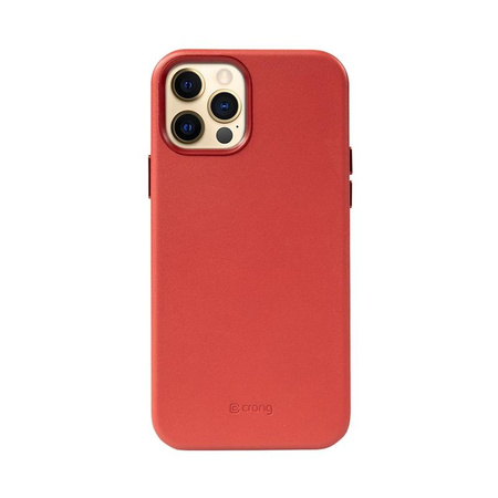 Crong Essential Cover - pouzdro z eko kůže pro iPhone 12 / iPhone 12 Pro (červené)