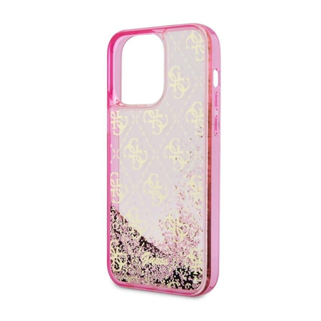 Guess Liquid Glitter Transculent 4G - Coque iPhone 14 Pro (Rose)