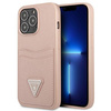 Guess Saffiano Double Card Triangle  - Schutzhülle für iPhone 13 Pro (Rosa)