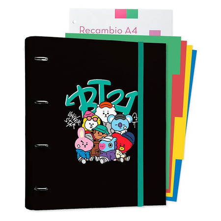 BT21 - Street Mood Collection A4 Ringbuch mit Blättern (4 Ringe, Gummiband)