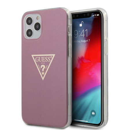 Guess Metallic Triange - Etui iPhone 12 / iPhone 12 Pro (różowy)