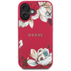Guess MagSafe - Tasche mit genarbtem Blumenmuster für iPhone 16 (fuchsia)
