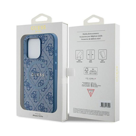 Guess 4G Collection Leather Metal Logo MagSafe - iPhone 14 Pro Case (blue)
