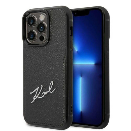 Karl Lagerfeld Signature Logo Cardslot - Étui pour iPhone 14 Pro Max (noir)