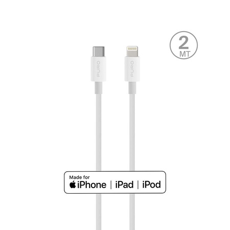 Puro Plain - Propojovací kabel USB-C na Lightning MFi 2 m (bílý)