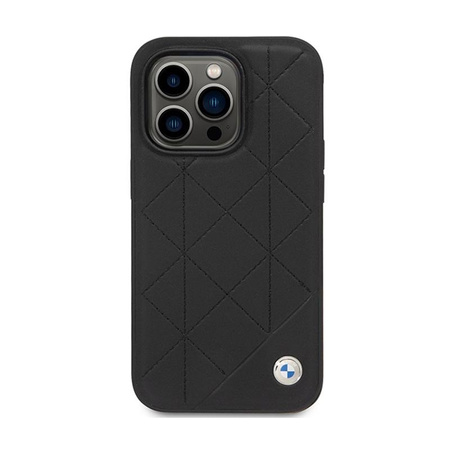 BMW Leather steppelt - iPhone 14 Pro tok (fekete)