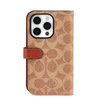 Coach Folio Signature C Case - Étui 2-en-1 avec rabat pour iPhone 15 Pro (Tan)