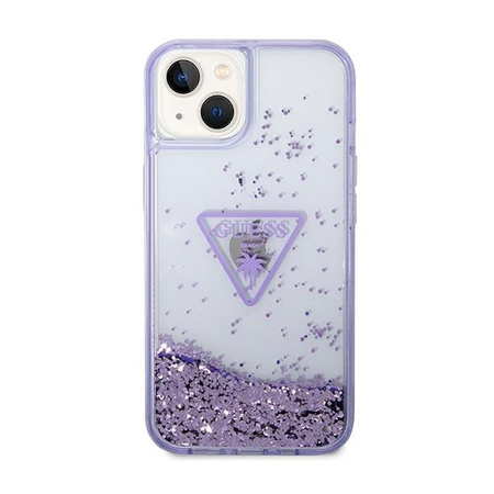 Guess Liquid Glitter háromszög logó tok - iPhone 14 Plus tok (lila)