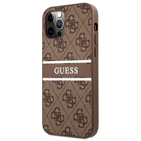 Guess 4G Printed Stripe Case iPhone 12 / iPhone 12 Pro (marron)