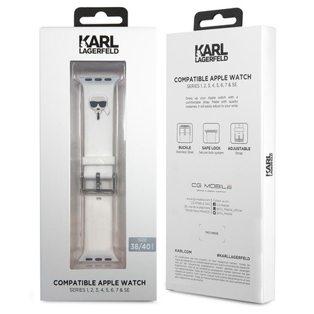 Karl Lagerfeld Silikonový řemínek Karl Head pro Apple Watch 38/40/41 mm (bílý)