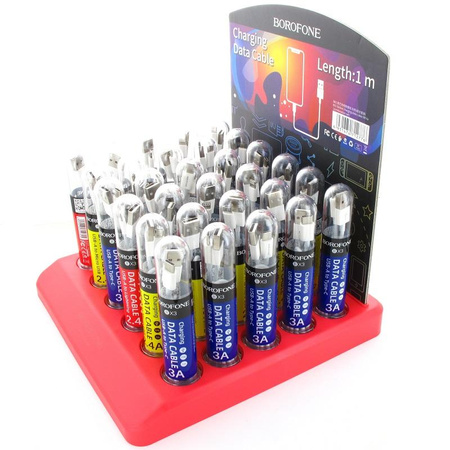 Borofone - ensemble de câbles emballés dans des tubes, sur un support de comptoir 30 pcs.