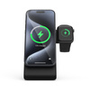 Crong MagSpot Pivot Stand - 3 az 1-ben vezeték nélküli töltő MagSafe-rel iPhone-hoz, Apple Watch-hoz és AirPods-hoz (fekete)