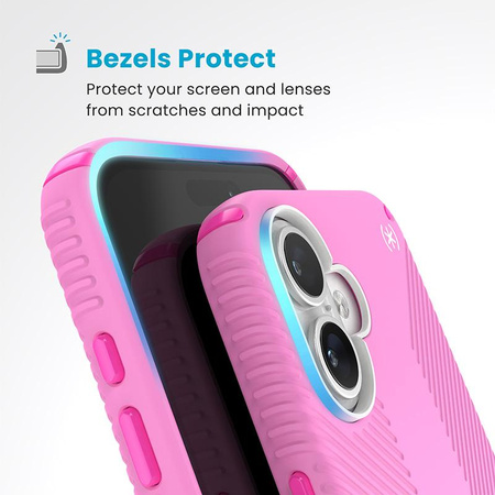 Speck Presidio2 Grip ClickLock & MagSafe - Coque pour iPhone 16 Plus (True Pink / Shocking Pink / White)