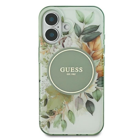 Guess IML Flower & Tonal Circle MagSafe - Hülle iPhone 16 (Grün)