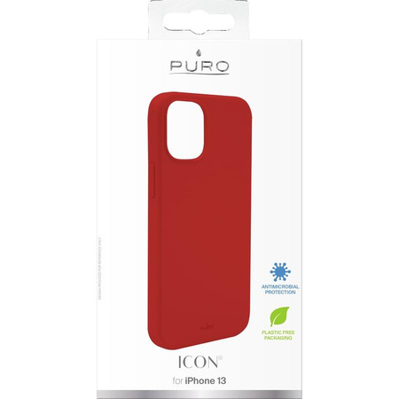 PURO ICON Cover - iPhone 13 tok antimikrobiális védelemmel (piros)