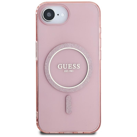 Guess IML Glitter Circle MagSafe - Tasche für iPhone 16e (rosa)