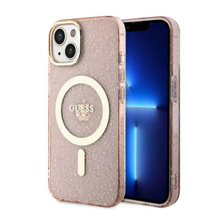 Guess Glitter Gold MagSafe - iPhone 14 Case (Pink)