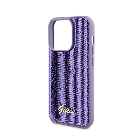 Guess Sequin Script Metal - Coque iPhone 15 Pro (violet)