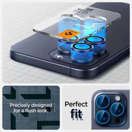 Spigen Optik Pro GLAS.TR EZ Fit Camera Protector 2-Pack - Lens protection glass for iPhone 15 Pro / 15 Pro Max / iPhone 14 Pro / 14 Pro Max (2 pcs) (Blue Ti