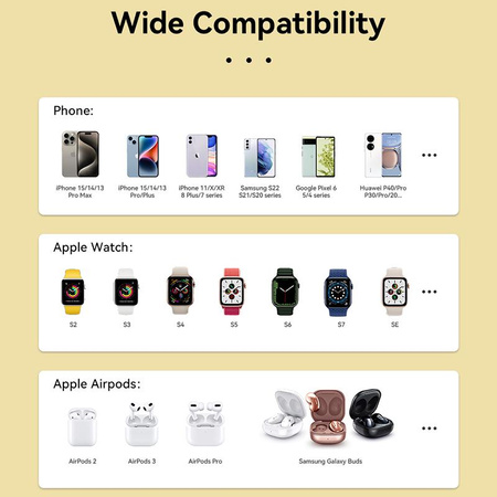 WEKOME WP-U172 - 3v1 bezdrátová nabíječka s MagSafe pro iPhone, Apple Watch a AirPods + zrcátko (Žlutá)