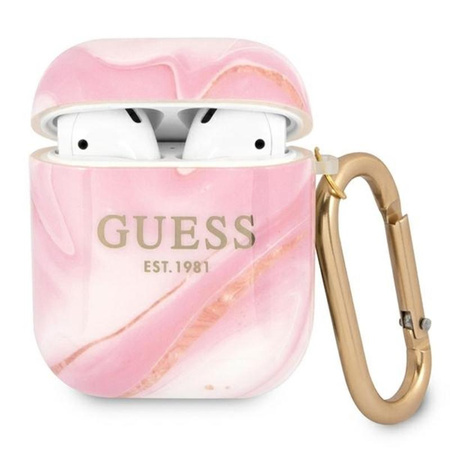 Guess Márvány Est. - Airpods tok (rózsaszín)
