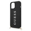 Guess HC Silikon gedrucktes Logo + Armband - Hülle mit abnehmbarem Schlüsselband iPhone 12 Pro Max (schwarz)