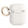Guess Silikonové pouzdro s třpytkami Est - pouzdro na Airpods (bílé)