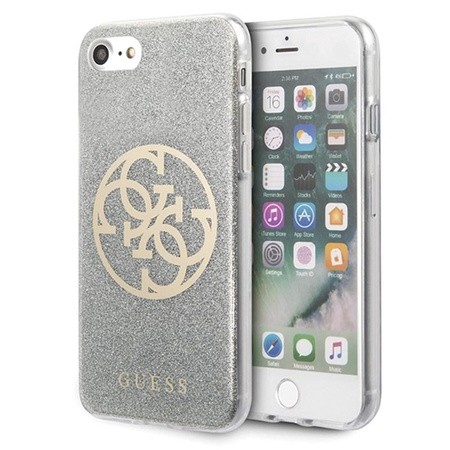 Guess Circle Glitter 4G - iPhone SE 2020 / 8 / 7 tok (világosszürke)