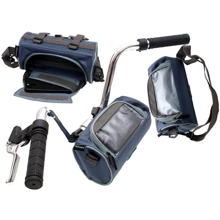 Dunlop - Handlebar bike bag / pannier with smartphone pocket (blue)