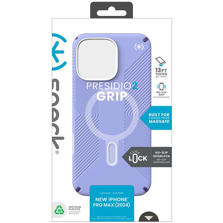 Speck Presidio2 Grip ClickLock & MagSafe - Coque iPhone 16 Pro Max (Future Lavender / Cassis Purple / White)