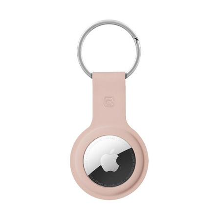 Crong Silicone Case with Key Ring - Etui de protection pour Apple AirTag (Sand Pink)