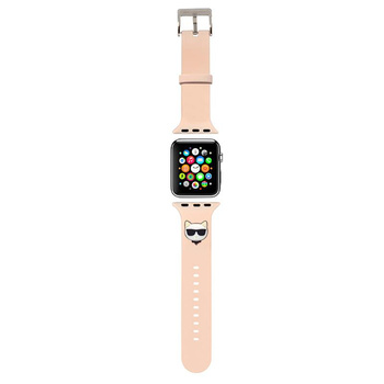 Karl Lagerfeld Silikonová hlava Choupette - řemínek pro Apple Watch 42/44/45 mm (růžová)