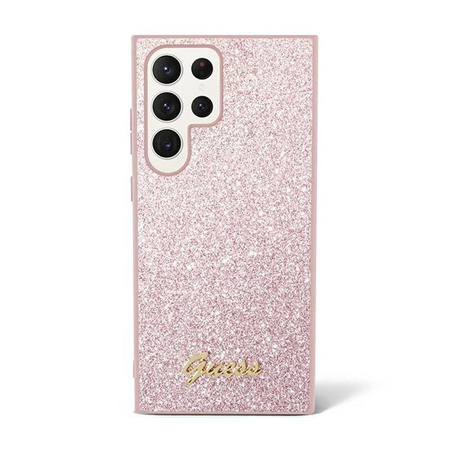 Guess Glitter Flakes Metal Logo Case - Samsung Galaxy S24 Ultra Case (pink)