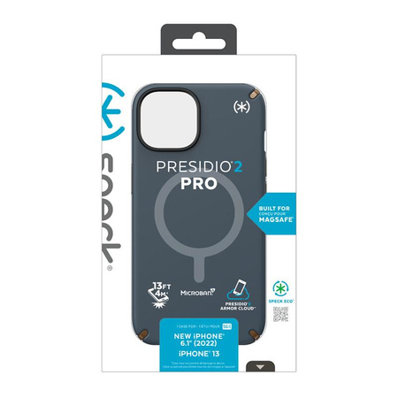 Speck Presidio2 Pro MagSafe - antibakteriální pouzdro pro iPhone 14 / iPhone 13 (Charcoal / Cool Bronze / Slate)