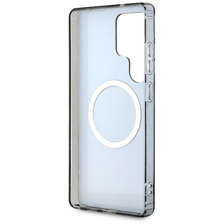 Guess Glitter Flowers Triangle Buttons MagSafe - Case for Samsung Galaxy S25 Ultra (black)