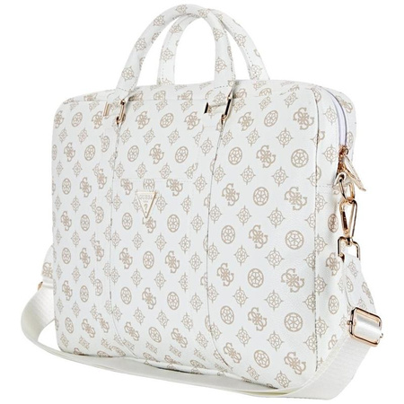 Guess 4G Pfingstrose Fronttasche Reißverschluss Dreieck Logo - 16" Notebook-Tasche (weiß)